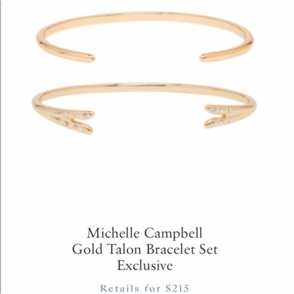 Michelle Campbell Gold Talon Bracelet Set Gold Cuff Bangles Stackable Designer - Picture 5 of 6